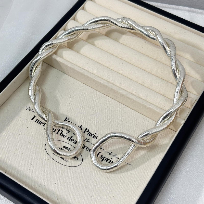 HTH Bendable Snake Necklace Flexible Adjustable Snake Choker Necklace Bracelet Accessories (Silver) - Image 5