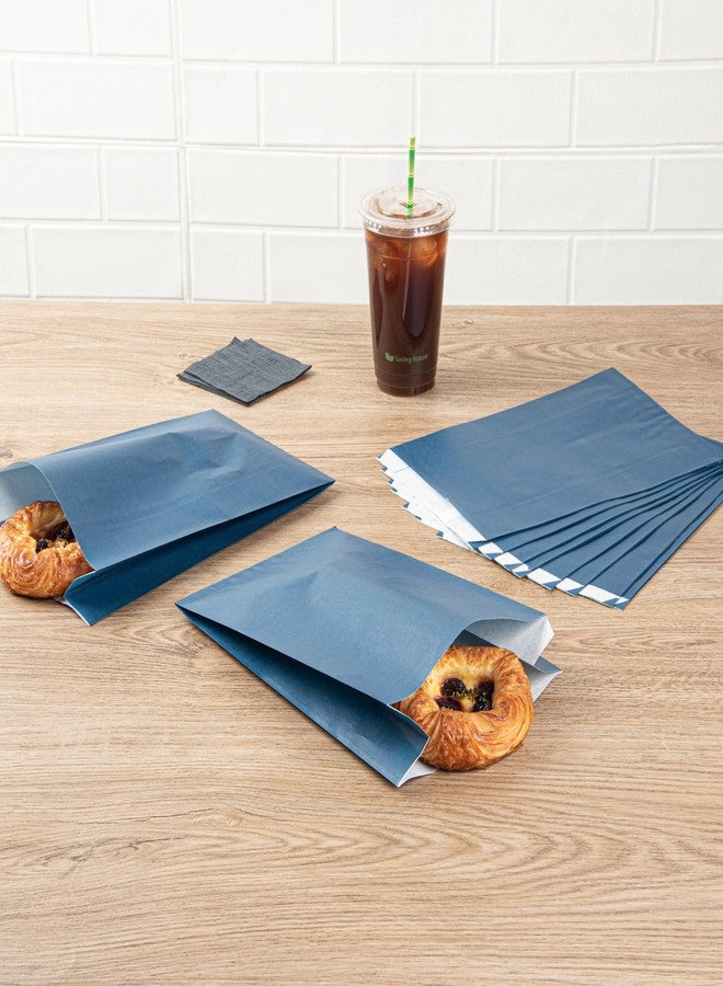 Restaurantware Bag Tek 7.1 x 3 x 11 Inch Paper Bags For Snacks 100 Durable French Fry Bags - Disposable Greaseproof Paper Midnight Blue Snack Bags For Popcorn Cookies Or Fries - Image 3