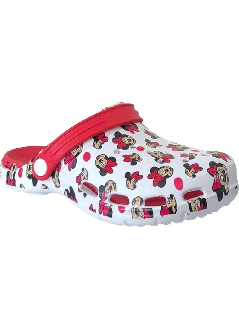 Akınalbella E502 White Women Mickey Mouse Hospital Sabo Slipper Sandal