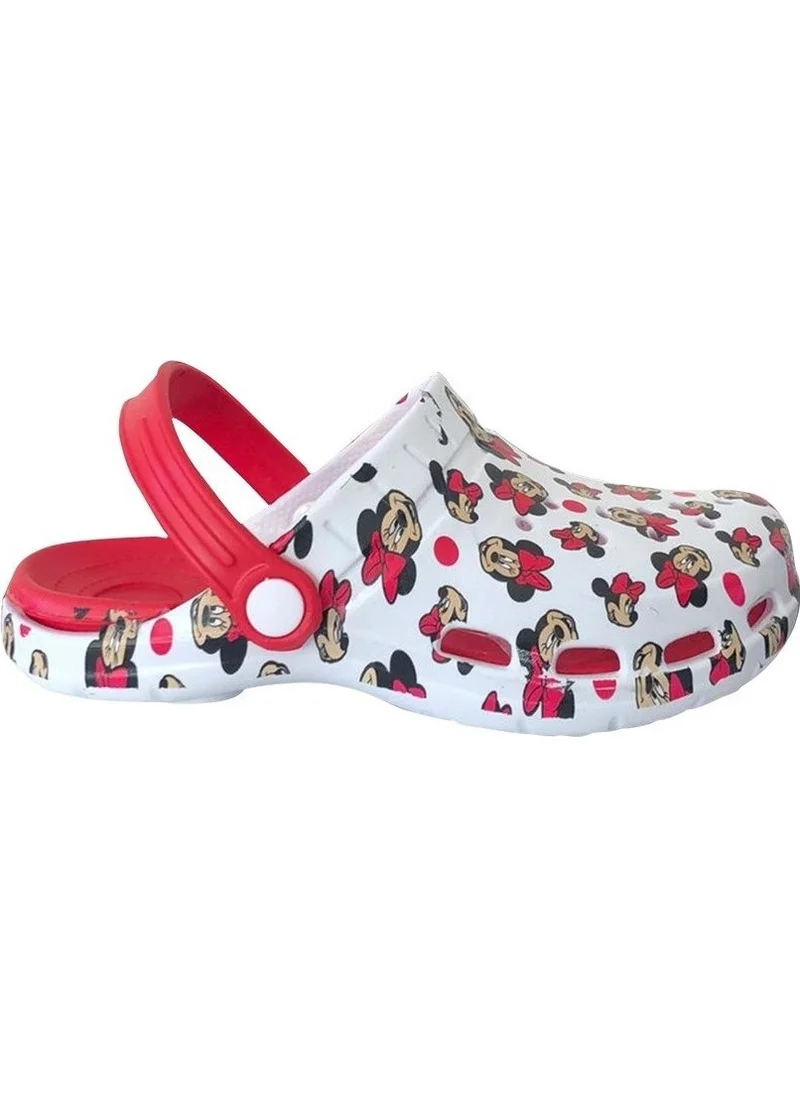 Akınalbella E502 White Women Mickey Mouse Hospital Sabo Slipper Sandal