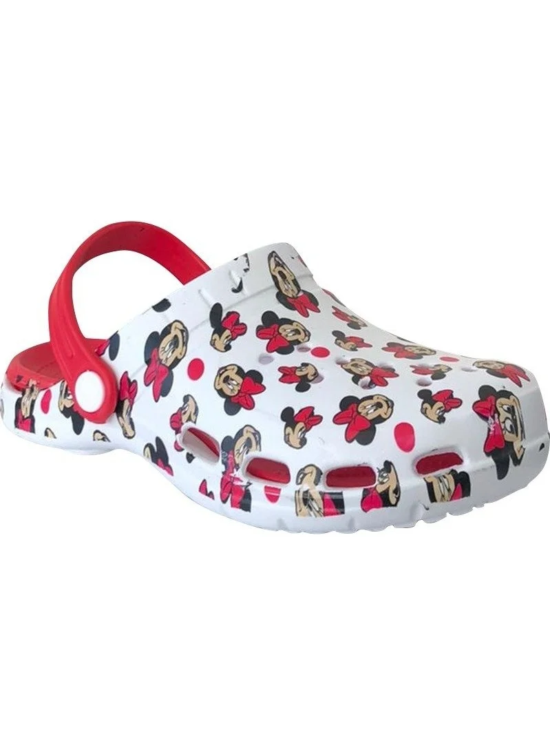 Akınalbella E502 White Women Mickey Mouse Hospital Sabo Slipper Sandal