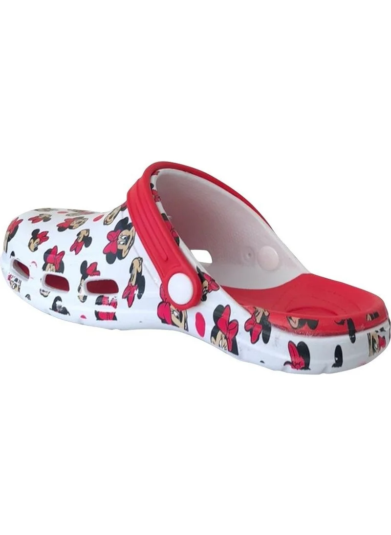 Akınalbella E502 White Women Mickey Mouse Hospital Sabo Slipper Sandal