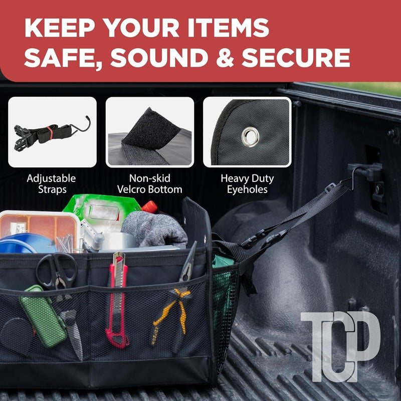 TRUNKCRATEPRO Premium Multi Compartments Collapsible Portable Trunk Organizer for auto, SUV, Truck, Minivan (Black) (ExtraLarge, Black) - Image 5