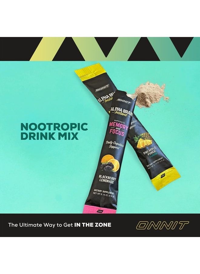 Onnit - Alpha Brain Instant - Pineapple Punch Flavor - Nootropic Brain Booster Memory Supplement - Brain Support for Focus, Energy & Clarity - Alpha GPC Choline, Cats Claw, L-Theanine, Bacopa - 30ct - Image 1