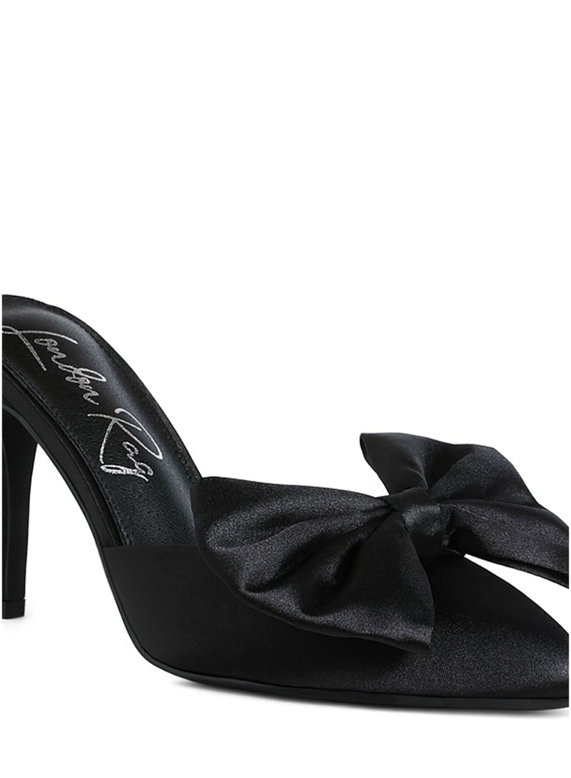 London Rag Bow Detail Stiletto Mules in Black - Image 5