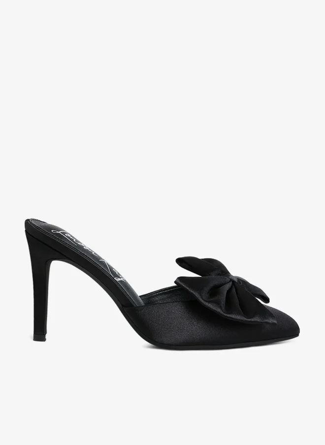 Bow Detail Stiletto Mules in Black