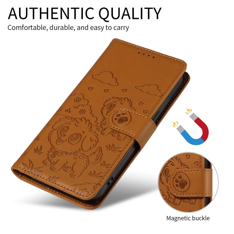 erorex For Tecno Spark Go 2024 / 20 4G / Pop 8 Embossed  Dog RFID Blocking Wallet Leather Phone Case(Brown) - Image 3