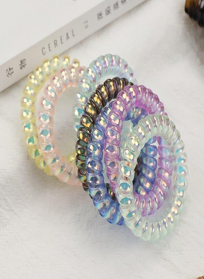 Hivata Hair rubber 10pc Telephone Wire Matte Glossy Hair Ties, Spiral Ponytail Holders colorful Rubber Elegant Spiral Stretch Hair Bands - Rubber Band For Girls/Womens - Image 2