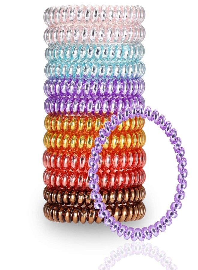 Hivata Hair rubber 10pc Telephone Wire Matte Glossy Hair Ties, Spiral Ponytail Holders colorful Rubber Elegant Spiral Stretch Hair Bands - Rubber Band For Girls/Womens - Image 1