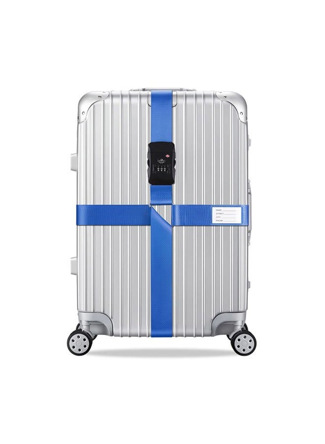 Veki Cross Luggage Straps Set TSA Approved with Lock Adjustable Travel Suitcase Belts Suitcase Tags with Name ID Card Packing Straps for Suitcases Strap Travel Accessories (Blue*4pcs) - Image 2