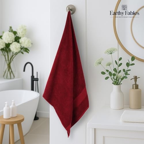 Earthy Fables Nebula Bath Towel – Pure Carded Cotton, Soft, Absorbent, Quick Dry & Skin-Friendly Towel, 140 x 70 cm, 400 GSM, Set of 2 – Wine - Image 2