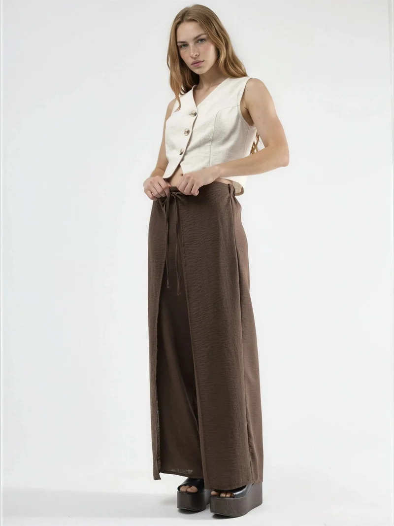 بوسيم BUSEM Drawstring Waist Crepe Trousers with Tie Detail