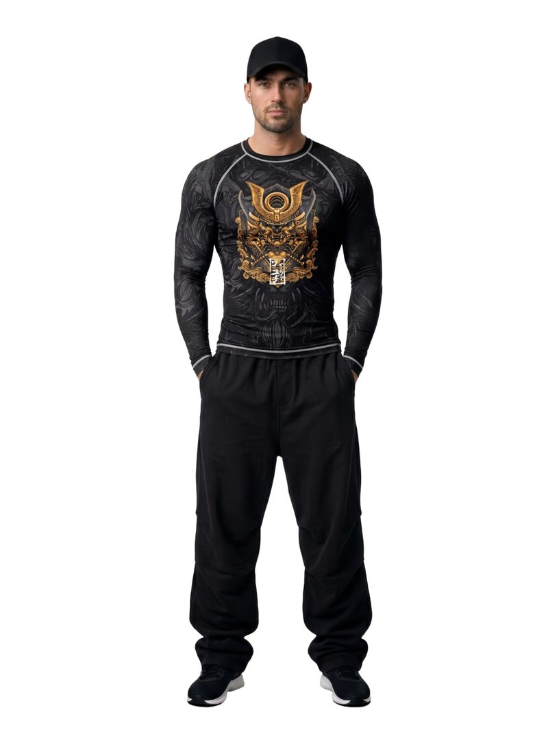 AKIBA Skins Performance Fit Compression Full Sleeve Rash Guard T Shirt (Black, 36) - MMA BJJ Gym Running Cycling Swimming | 4 Way Lycra Slim Fit Sports Jersey | Moisture Wicking Quick Dry |Crew Neck - Image 5