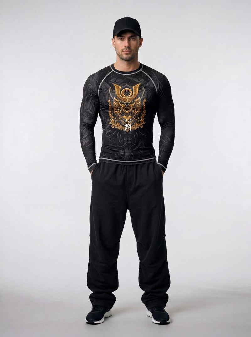 AKIBA Skins Performance Fit Compression Full Sleeve Rash Guard T Shirt (Black, 36) - MMA BJJ Gym Running Cycling Swimming | 4 Way Lycra Slim Fit Sports Jersey | Moisture Wicking Quick Dry |Crew Neck - Image 2