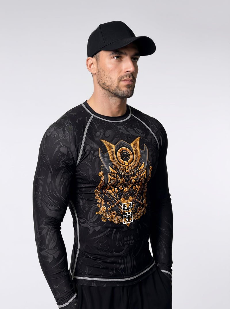 AKIBA Skins Performance Fit Compression Full Sleeve Rash Guard T Shirt (Black, 36) - MMA BJJ Gym Running Cycling Swimming | 4 Way Lycra Slim Fit Sports Jersey | Moisture Wicking Quick Dry |Crew Neck - Image 3