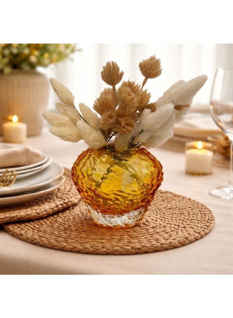 Modern Honey Gold Crystal Decorative Vase - Transparent Base - Table Decor - 20cm - Image 1