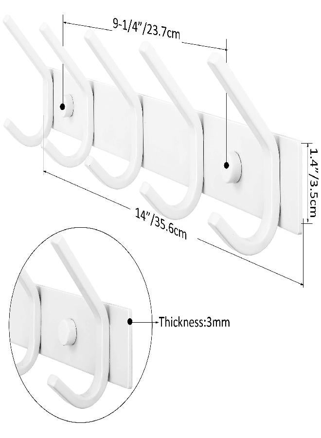 WEBI Coat Rack Wall Mount,Coat Hooks Wall Mounted,Coat Hanger Wall Hook Rack,5 Hooks for Hanging Coats,Hats,Jacket,Clothes,White - Image 2