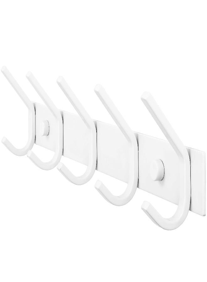 WEBI Coat Rack Wall Mount,Coat Hooks Wall Mounted,Coat Hanger Wall Hook Rack,5 Hooks for Hanging Coats,Hats,Jacket,Clothes,White - Image 1