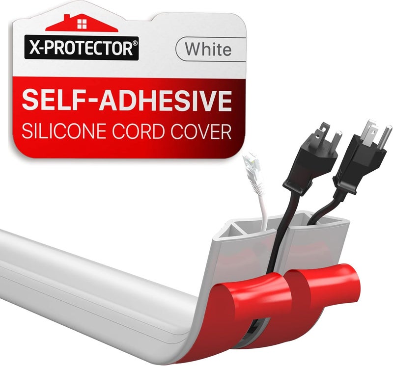 X-Protector Floor Cord Cover by – 5’ Overfloor Cord Protector – Self-Adhesive Power Cable Protector – Silicone Cord Protector – Ideal Extension Cord Cover to Protect Wires On Floor (60 in) - Image 1