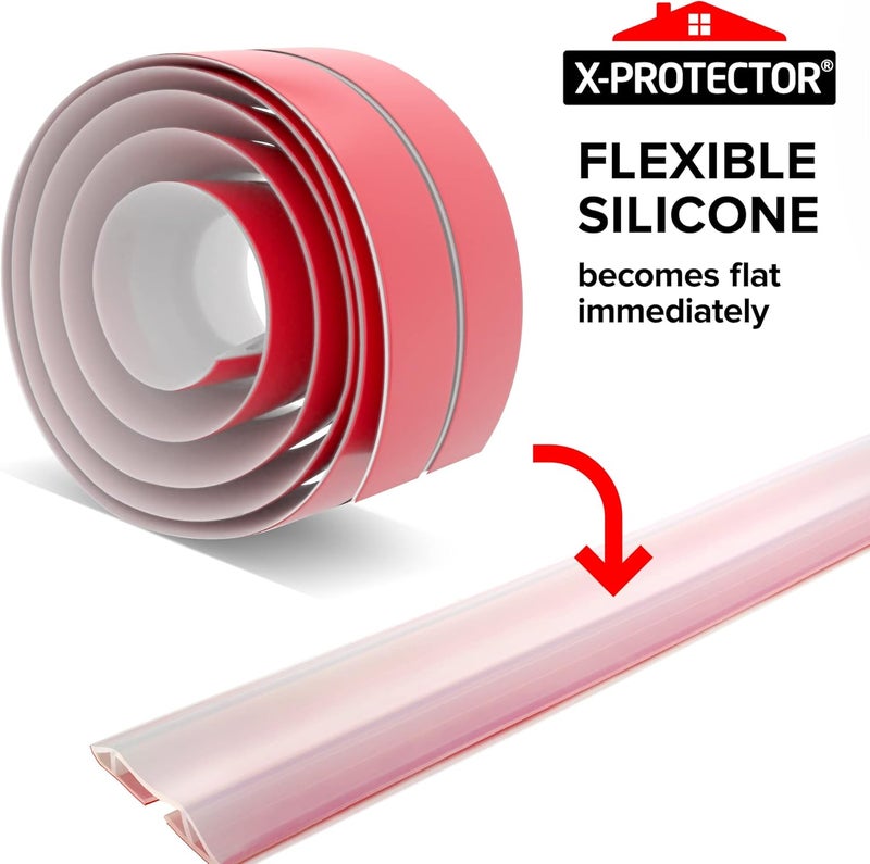 X-Protector Floor Cord Cover by – 5’ Overfloor Cord Protector – Self-Adhesive Power Cable Protector – Silicone Cord Protector – Ideal Extension Cord Cover to Protect Wires On Floor (60 in) - Image 5