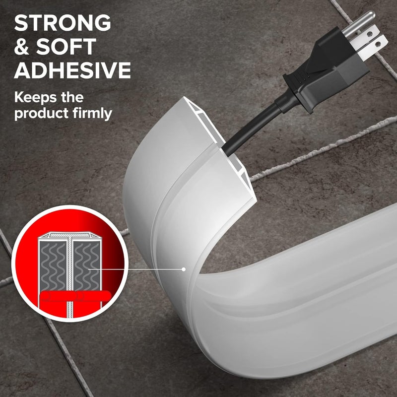 X-Protector Floor Cord Cover by – 5’ Overfloor Cord Protector – Self-Adhesive Power Cable Protector – Silicone Cord Protector – Ideal Extension Cord Cover to Protect Wires On Floor (60 in) - Image 4