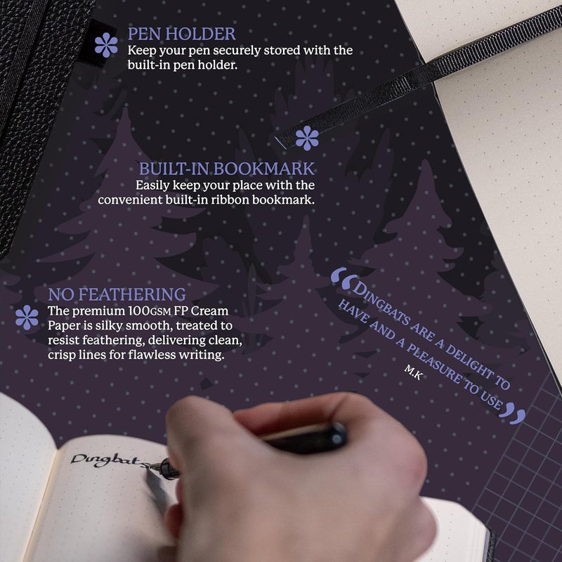 Dingbats* Notebooks دينغباتس* الحياة البرية وسط A5+ دفتر غلاف صلب - جلد PU، صفحات كريمية 100 غرام/م² مثقبة، جيب داخلي، إغلاق مطاطي، حامل قلم، علامة كتاب (عادي، بطة سوداء) شفاف وقابل للرؤية من خلاله - Image 3