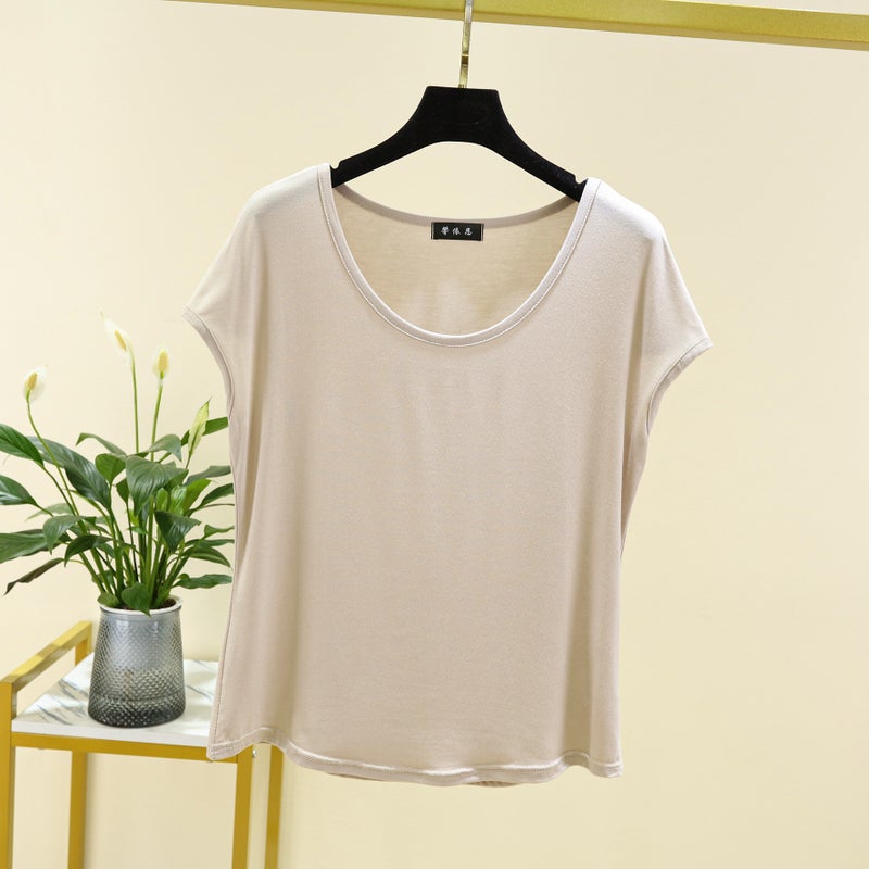 Modal Sleeveless Top Womens Summer Loose Thin Round Neck Inner Base Shirt Large Size All-match T-shirt Rice White Rice White