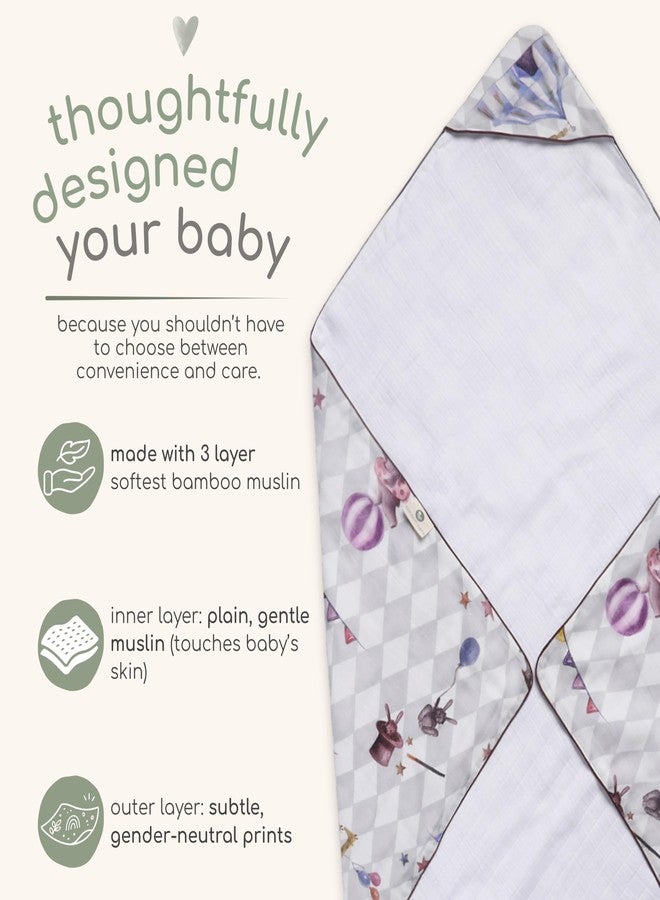 Cocoon Care Bamboo Muslin Cotton Premium 3-in-1 Baby Towel Wrap | Swaddle Wrap & Nursing Cover |3-Layer Ultra-Soft & Breathable Muslin | 35 x 35 Inch |Circus - Image 5