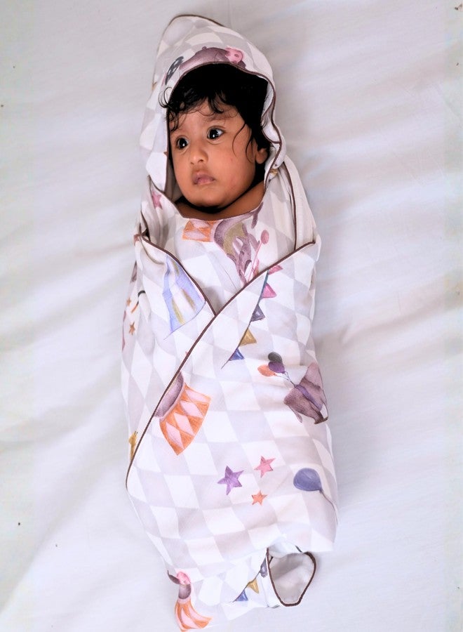 Cocoon Care Bamboo Muslin Cotton Premium 3-in-1 Baby Towel Wrap | Swaddle Wrap & Nursing Cover |3-Layer Ultra-Soft & Breathable Muslin | 35 x 35 Inch |Circus - Image 2