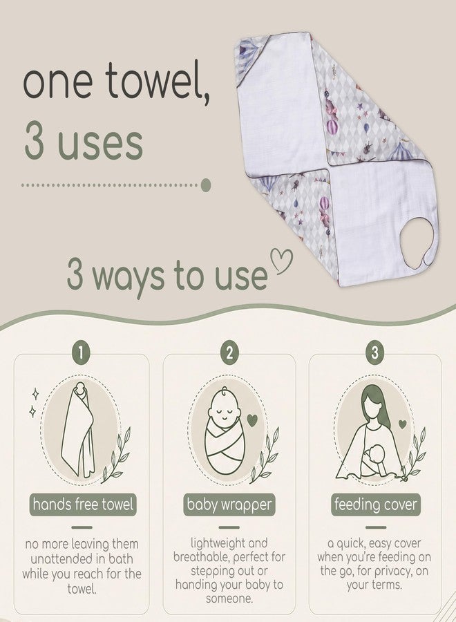 Cocoon Care Bamboo Muslin Cotton Premium 3-in-1 Baby Towel Wrap | Swaddle Wrap & Nursing Cover |3-Layer Ultra-Soft & Breathable Muslin | 35 x 35 Inch |Circus - Image 4