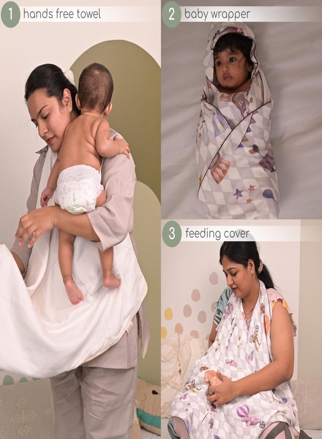 Cocoon Care Bamboo Muslin Cotton Premium 3-in-1 Baby Towel Wrap | Swaddle Wrap & Nursing Cover |3-Layer Ultra-Soft & Breathable Muslin | 35 x 35 Inch |Circus - Image 3