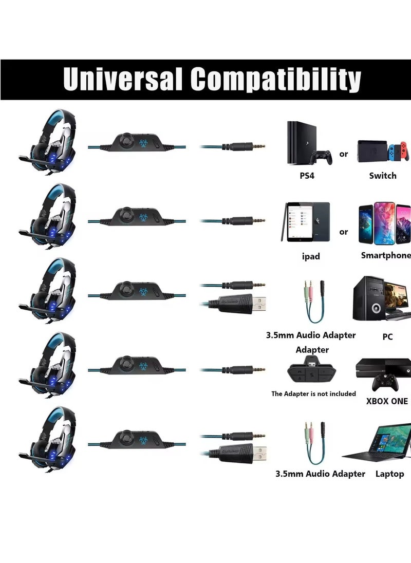 Hunterspider - Hunterspider V9 Comfortable LED Over Ear Stereo Gaming Headphone with Mic and Volume Control Gaming Headset - Image 1