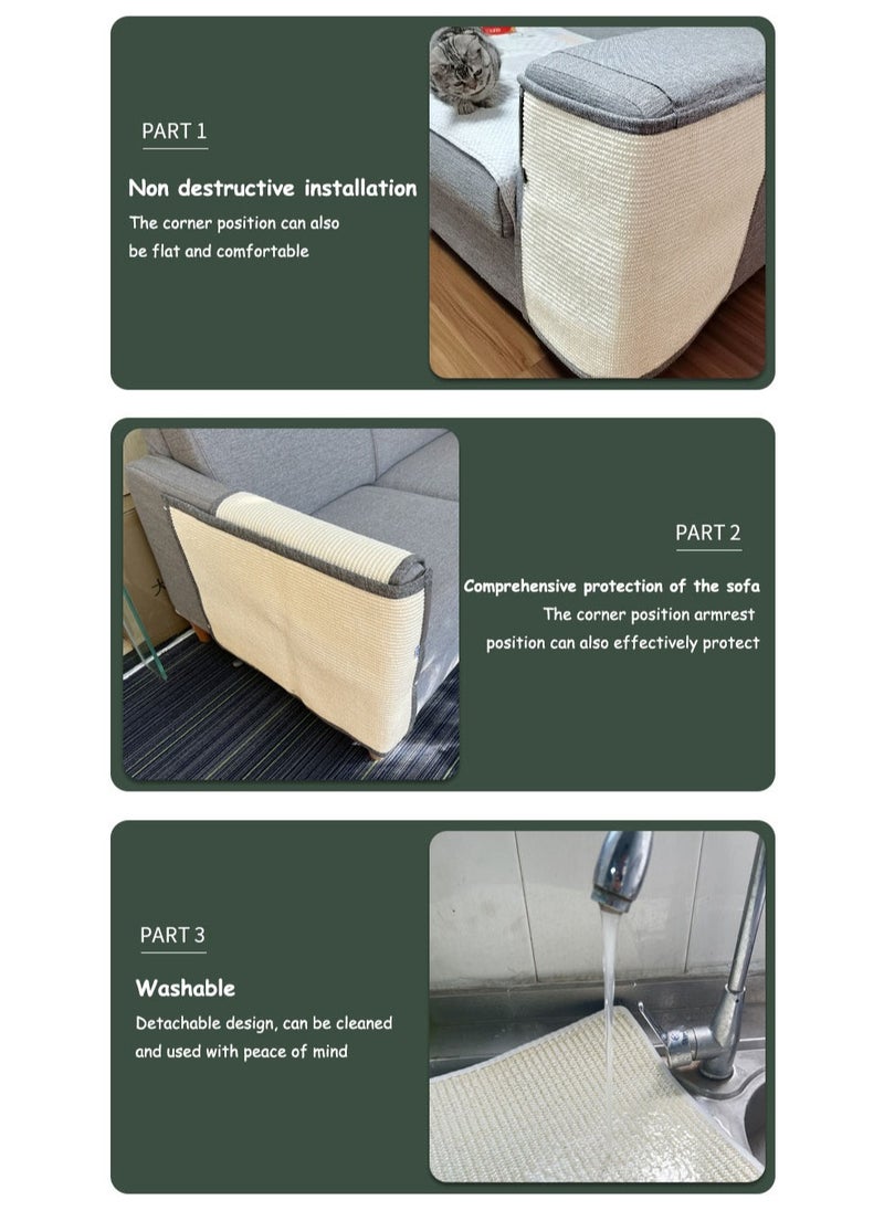 Arabest - Cat Scratch Mat Sofa Protector, Cat Scratch Furniture Protector, Natural Sisal Furniture Protector Scratching Pad for Cats, Scratch Carpet for Bed, Couch, Sofa, Seat, Chair - Image 1