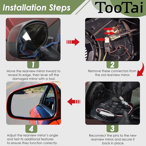 Tootai Driver Side Replacement Mirror Glass compatible with Cadillac & GMC vehicles - 2007-2008 Escalade, ESV, EXT | 2007-2008 Sierra 1500/2500HD, Yukon/Yukon XL 1500, Turn Signal, LH, 15874992 - Image 5