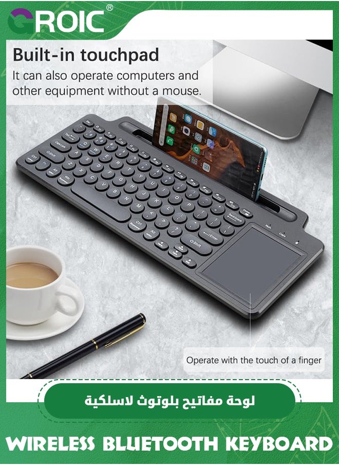 GROIC Wireless Bluetooth Keyboard with Number Touchpad 2.4G Wireless Keyboard Mouse Card Slot Numeric Keypad for iOS/Android Desktop Laptop PC TV Box with Touchpad  - Image 2