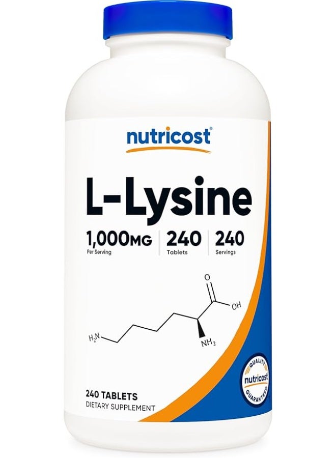 Nutricost, L-Lysine, 1,000 mg , 240 Tablets - Image 1