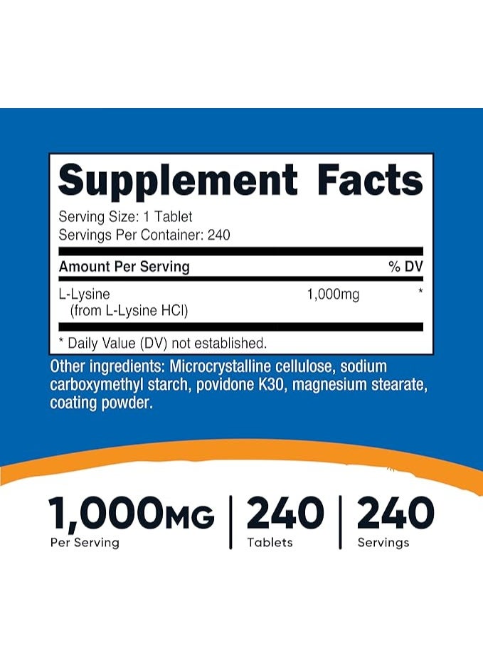 Nutricost, L-Lysine, 1,000 mg , 240 Tablets - Image 5