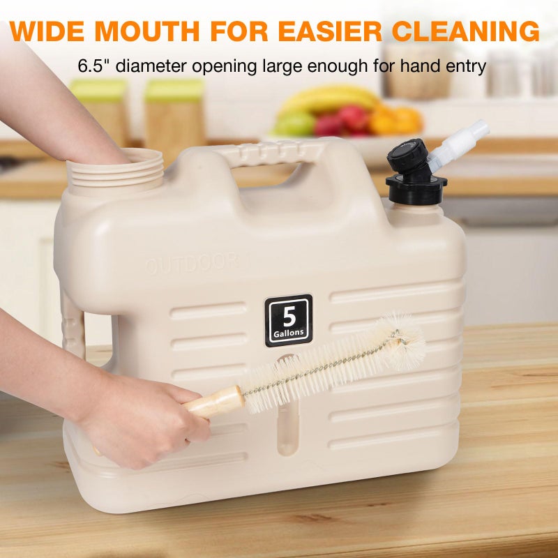 Digury 5 Gallon Water Jug, Camping Water Container BPA Free Water Storage with Spigot No Leakage Portable Emergency Water Tank for Outdoor Hiking Camping Picnic Supplies Beige - Image 4