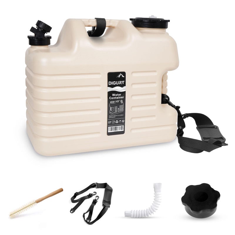 Digury 5 Gallon Water Jug, Camping Water Container BPA Free Water Storage with Spigot No Leakage Portable Emergency Water Tank for Outdoor Hiking Camping Picnic Supplies Beige - Image 1