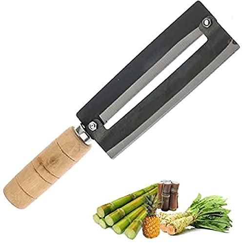 TASKHOUSE Sugarcane Peeling Knife Sharp Steel Blade with Natural Non-Slip Wooden Handle Durable Planer Knife for Pineapple, Fruit Peeling - Image 1