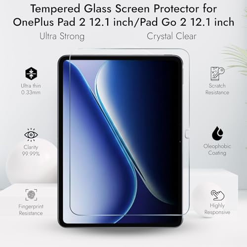 Robustrion Tempered Glass for OnePlus Pad Go 2 12.1 "/ OnePlus Pad 2 Screen Protector Guard [Anti-Scratch and Smudge Proof] - 1 Pack - Image 3