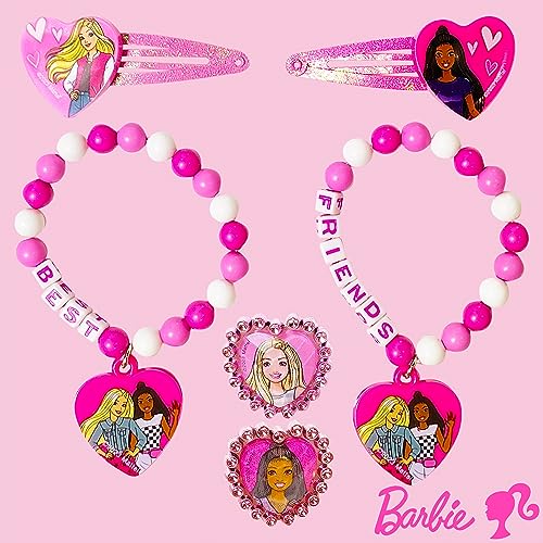 LUV HER Barbie Accessories for Girls 6 Piece Toy Jewelry Box Set with 2 Rings, 2 Bead Bracelets, and Snap Hair Clips Ages 3+ - Image 2