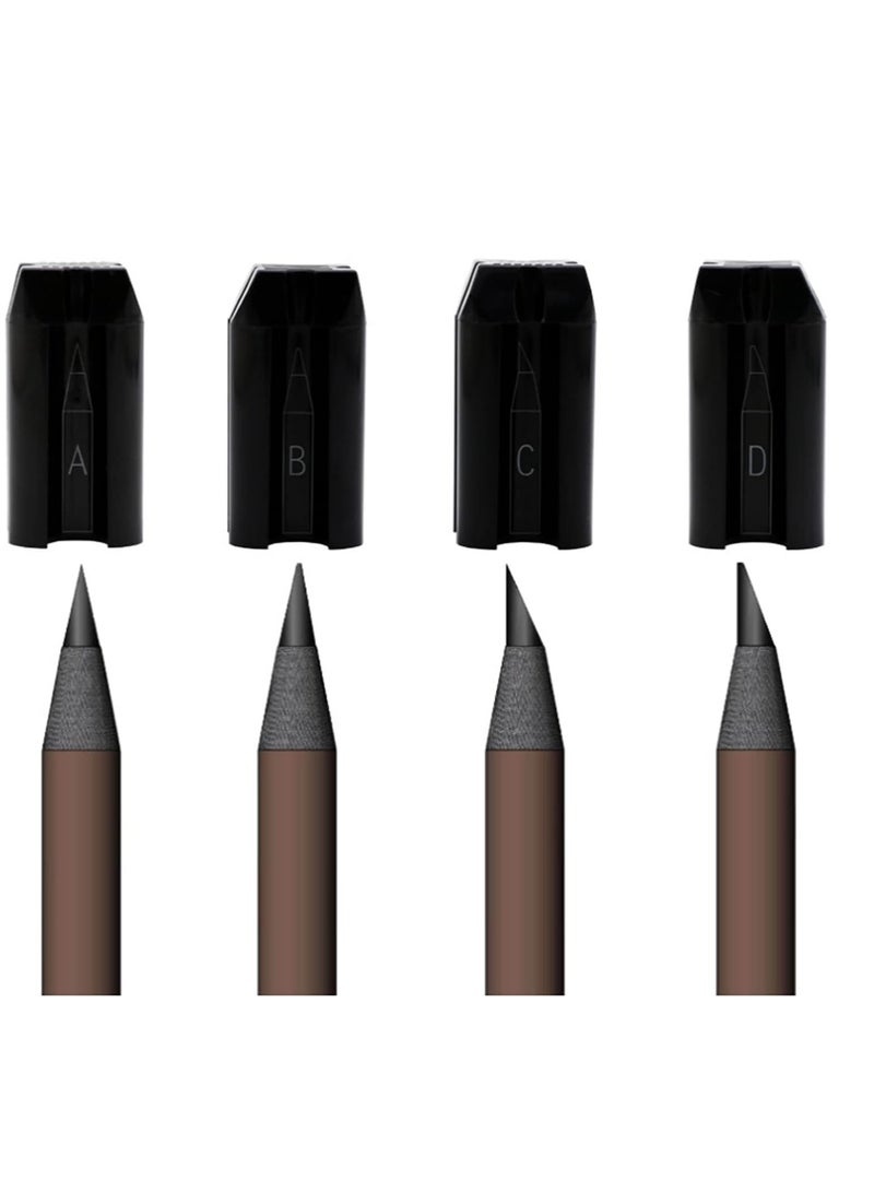 Brrnoo Brrnoo Sharpening Tool Sharpener for Eyebrow Pencil, Eyebrow Cosmetics 4-in-1 Multifunctional Eyebrow Cosmetic Pencil, Permanent Makeup Tool for Beginners & Professional (Black) - Image 4
