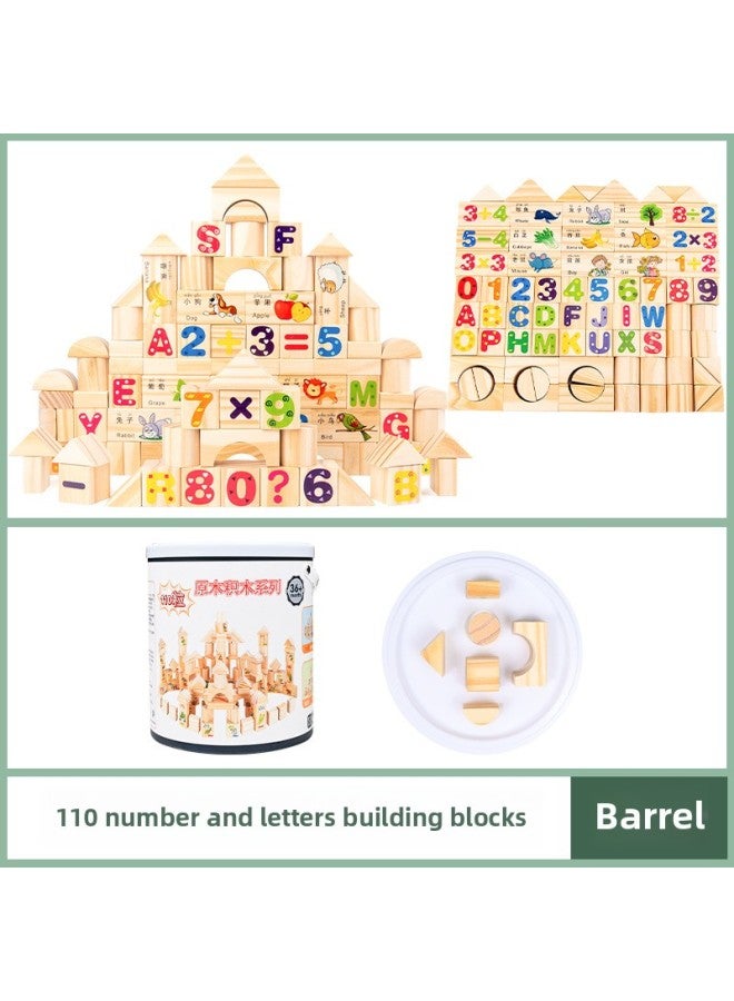 Log Children's Building Blocks Assembled Toys Educational Non-lacquered Large Particles 2-3-4-6 Boys' And Girls' Educational Toys Building Blocks-Color:110-grain Barreled Letter Building Blocks - Image 1
