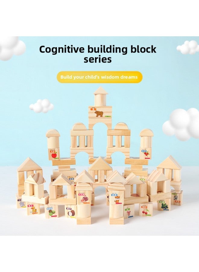 Log Children's Building Blocks Assembled Toys Educational Non-lacquered Large Particles 2-3-4-6 Boys' And Girls' Educational Toys Building Blocks-Color:110-grain Barreled Letter Building Blocks - Image 3