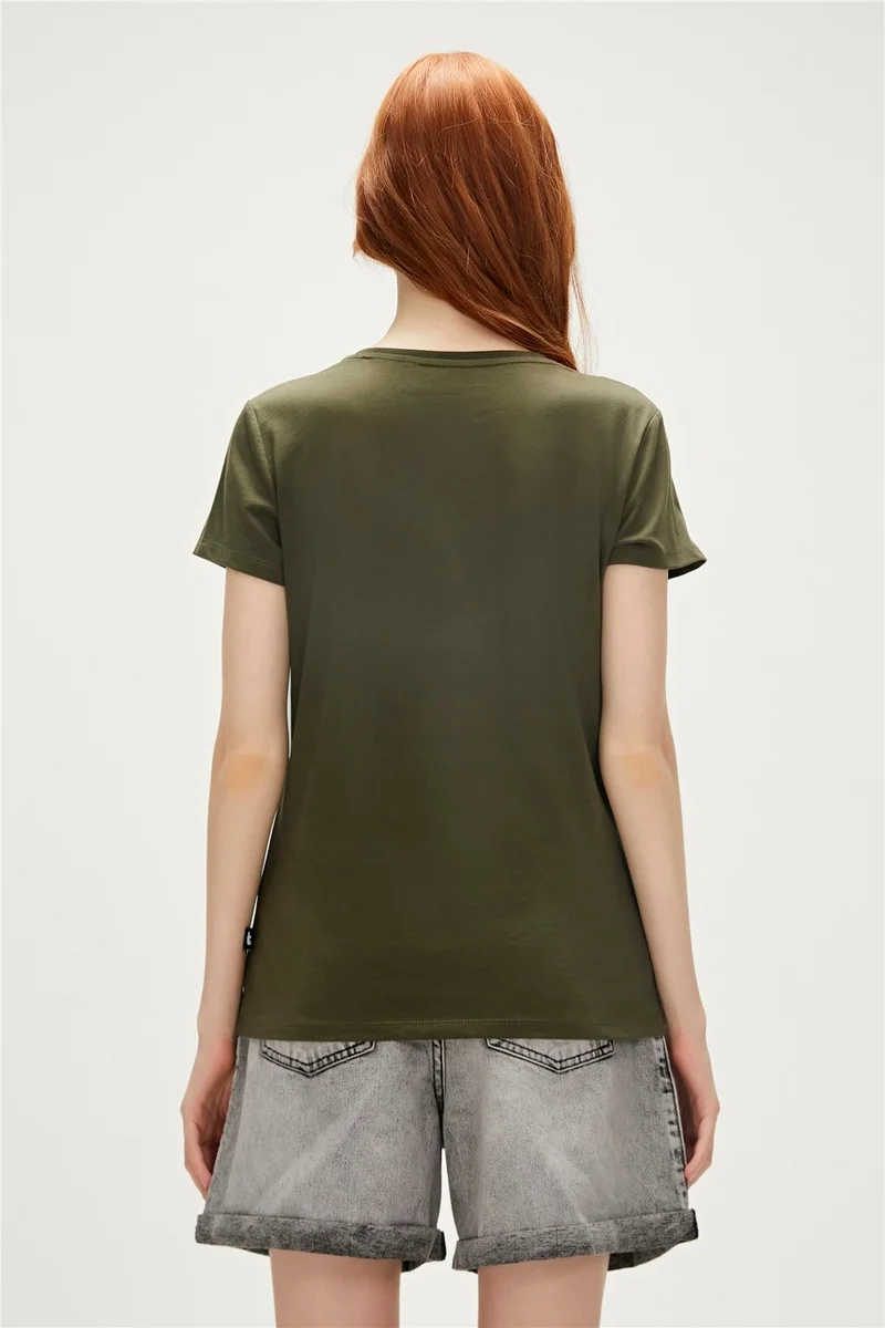 باد بير Frog T-Shirt Khaki Green Printed Women's T-Shirt10
