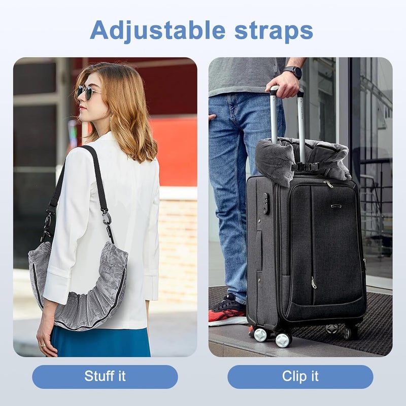 Eppyyo 2Pack Stuffable Travel Pillow for Extra Luggage, Velvet Neck Pillow with Adjustable Size - Image 4