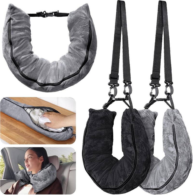 Eppyyo 2Pack Stuffable Travel Pillow for Extra Luggage, Velvet Neck Pillow with Adjustable Size - Image 1