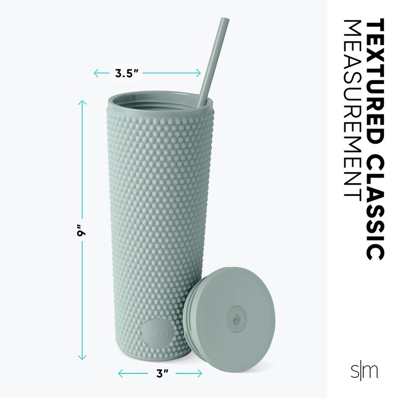 Simple Modern Plastic Matte Studded Tumbler with Lid and Straw | Reusable BPA Free Iced Coffee Cups Double Wall Smoothie Cup | Gifts for Women Men Him Her | Classic Collection | 24oz | Raspberry Vibes - Image 4