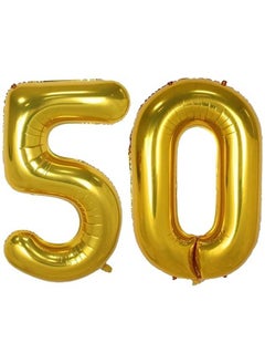 Atpata Funky Atpata Funky 50 Number Golden Foil Balloon 16 inch Size Birthday Decoration Items | Happy Birthday Decoration Kit | 50th Year Birthday Party Anniversary Wedding Decorations 